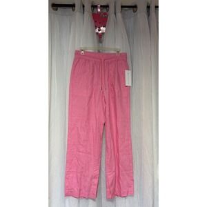 Athleta Retreat Linen High Rise Wide Leg Pants Pink Size Sz Small NEW Relaxed